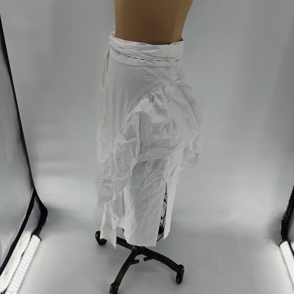 MILLY Skirt Lagenlook Stripe 100% Cotton White Midi Women's Size 10 - Picture 12 of 16